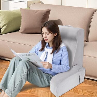 Подушка для читання Babenest зі знімними підлокітниками, зручна та легка подушка для спини ліжка та дивана, спинка сидіння з оксамитом, що миється, для читання, ігор або перегляду телевізора (модель L-діапазону)