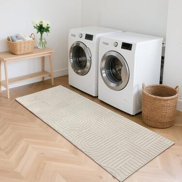 Довга доріжка для коридору, 80x300 см, яку можна прати, нековзка килимова доріжка, килимок для коридору, килимок для кухні, доріжка для входу, спальні, вітальні, коридору, бежевий, 80 x 300 см