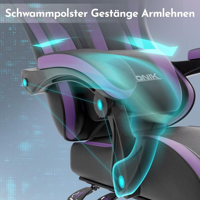 Офісне крісло, ігрове крісло, комп&39ютерне крісло з підставкою для ніг, м&39яке ігрове крісло, ігрове крісло для дорослих, обертове крісло, чорно-фіолетове