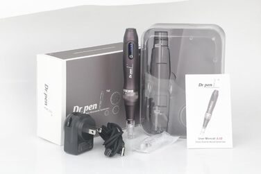 Електрична дерма-ручка A10 з РК-дисплеєм та 5 рівнями, вкл. 10 картриджів з голками Регульована 0-2,5 мм Бездротова мікроголкова дерма-ручка для шкіри обличчя