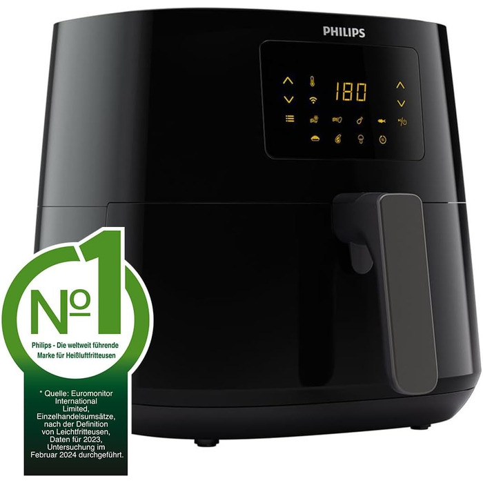 Мультипіч Philips HD9280/90 XL Essential (фритюрниця, 2000 Вт, ємність 1200 г, цифровий дисплей, підключення до Wi-Fi) чорний