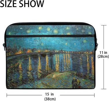 Сумка через плече для ноутбука із зоряною ніччю над Роною від 14 до 15,6 дюймів (35,6 см) з регульованим плечовим ременем для ноут