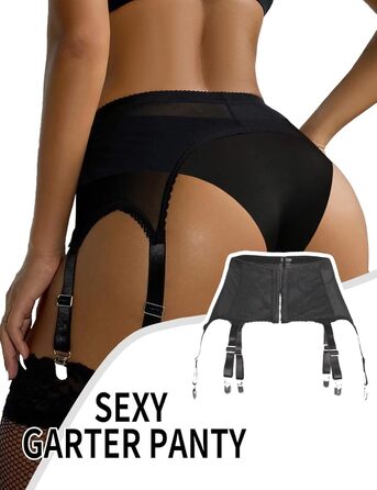 Пояс для панчіх ohyeahlady, з мереживом і сіткою, чорний