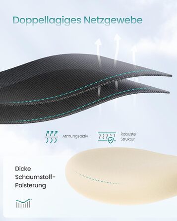 Ергономічне офісне крісло SONGMICS, стілець для роботи, комп&39ютерне крісло, регульований поперековий відділ та підголівник, вантажопідйомність до 150 кг, регульована висота, чорний колір OBN066BH01