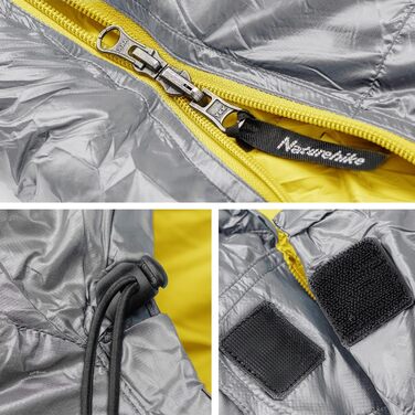 Пуховий спальний мішок Naturehike, надлегкий портативний компактний зимовий спальний мішок, 4 сезони для дорослих та дітей, для кемпінгу на свіжому повітрі, походів, подорожей з компресійним мішком, 650FP CW400-Grey-L