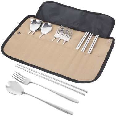 Набір столових приборів для кемпінгу CALLARON із сумкою, що згортається, легкий нейлоновий посуд для пікніка для походів, барбекю та використання на свіжому повітрі