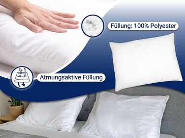 Комплект подушок ZOLLNER з 2 предметів - Виготовлено в Німеччині - Наповнювач з поліестеру - Чохол з високоякісного поліестеру - Можна прати при температурі до 60C - 60x80 см - Готельна якість - Сертифіковано Oeko-Tex 60x80 см Білий