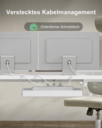 Стіл Devoko з регульованою висотою 160x80 см із зарядним портом Type-C, мобільний електричний комп&39ютерний стіл з лотком для кабелів та пам&39яттю на 3 функції, білий 160 x 80 см білий