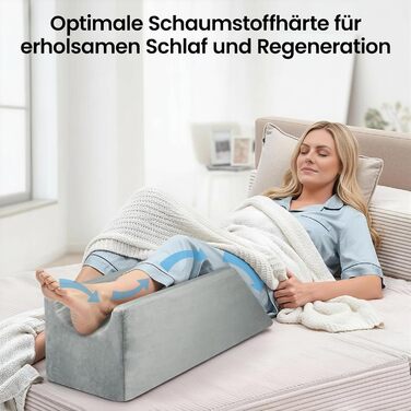 Універсальна клиноподібна подушка для підняття ніг, з піни з ефектом пам&39яті, чохол, що прається, 68x25x22 см - подушка для підняття ніг та колін, знімає набряки та біль