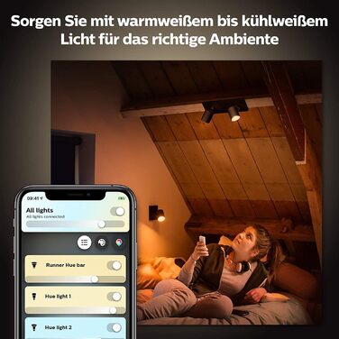 Набір Philips Hue Pillar Runner 2 споти для внутрішнього освітлення (білий колір) диммерний вимикач (чорний)