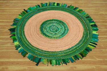 Індійський ремісничий килим CASAVANI, круглий, кілім, натуральна китиця, бавовна чінді, джутовий килим, килим плоского плетіння, в