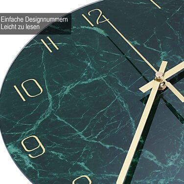 Скляний настінний годинник VIKMARI безшумний настінний годинник без цокання - якісний кварцовий годинник на батарейках круглий 12-