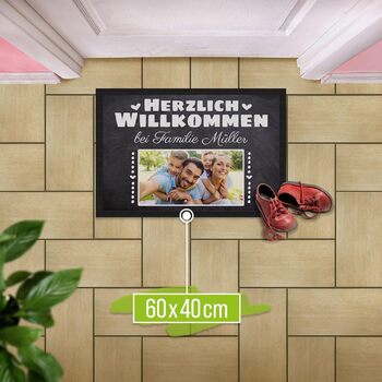 Персоналізований килимок для дверей з іменем та зображенням &quotКоролівський&quot - Ласкаво просимо - Подарунки на новосілля Нековзний, 60x40 см з гумовим краєм