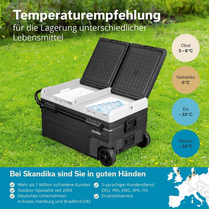 Морозильна камера Skandika для автомобіля від 35 до 55 л 10 до -20 C компресорна холодильна камера з перегородкою, безшумна, екоре