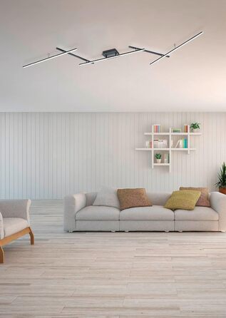 Стеля LED-світильник Trio Leuchten Arvin 628410532, матовий чорний метал, 22 Вт, з пультом керування та зміною кольору