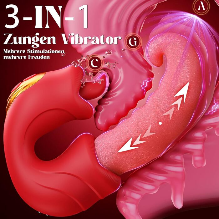Вібратор Glanvoo, з стимуляцією язика та клітора, 10 режимів поштовхів, 10 режимів вібрації