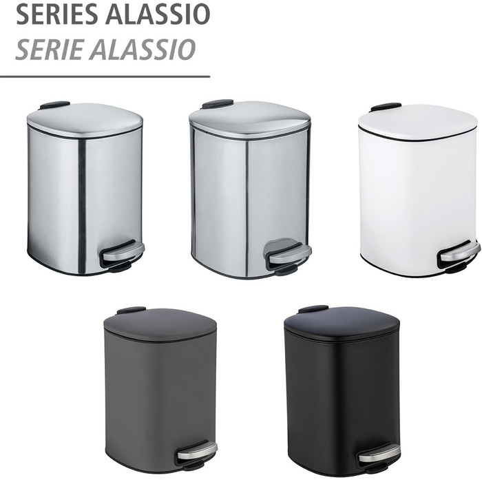 Косметичне педальне відро для сміття WENKO Mod. Alassio, відро для сміття об'ємом 5 літрів, високоякісне відро для сміття для ванн