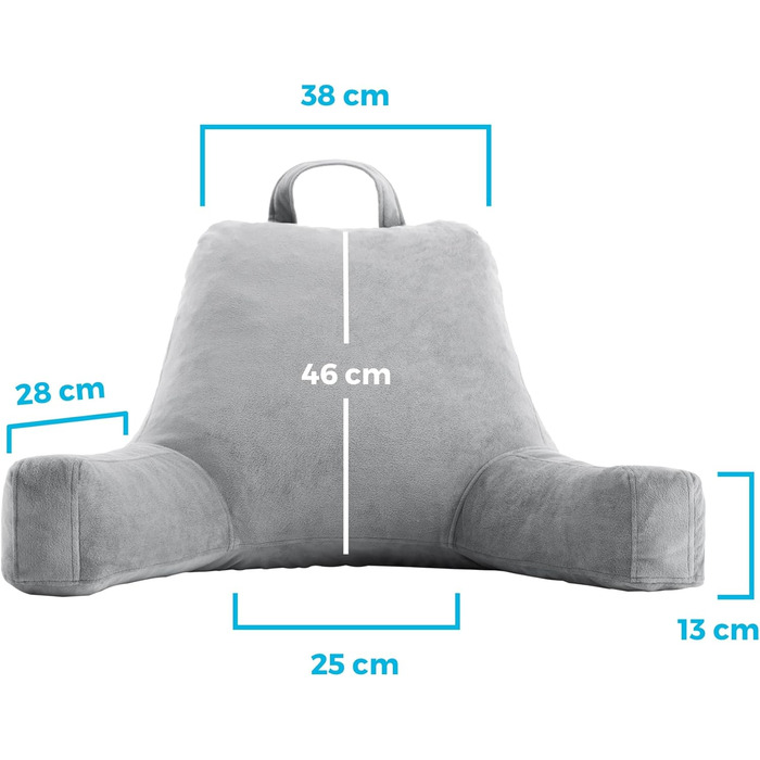 Подушка для спини Linenspa з подрібненого пінного матеріалу з ефектом пам&39яті подушка для читання, ідеально підходить для підтримки спини під час відпочинку м&39який велюровий чохол, сірий, стандартний розмір