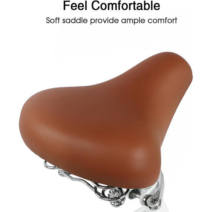 Міський велосипед Glerc Missy 20&39 24&39 26&39 дюймів для дівчаток старше 8 років, гібридний, 6-швидкісний, з плетеним кошиком, легкий, білий, 24 дюйми, із заднім багажником, різні кольори