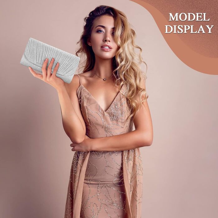 Жіноча вечірня сумка-клатч UBaymax сріблястого кольору, блискуча вечірня сумка на ланцюжку, модна сумочка, елегантна сумка-конверт через плече для новорічного балу, весілля, вечірки та весілля 03-сріблястий