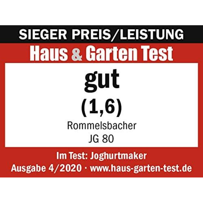 Йогуртниця ROMMELSBACHER JG 80 'Jona', у комплекті 4 керамічні порційні чашки по 125 мл, 2 скляні ємності XXL по 1,2 л, 4 попередн