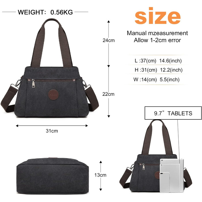 Полотняна сумка Жіноча сумка через плече чорна