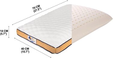 НОВИНКА, ОНОВЛЕННЯ 2025 РОКУ. Подушка Dunlop зі 100 латексу середньої жорсткості, 27,5 x 15,7 x 5,6 дюймів Розмір queen-size ортопедична подушка для підтримки шиї для тих, хто спить на боці, щоб полегшити біль у шиї Служить понад 10 років. Розмір queen-si