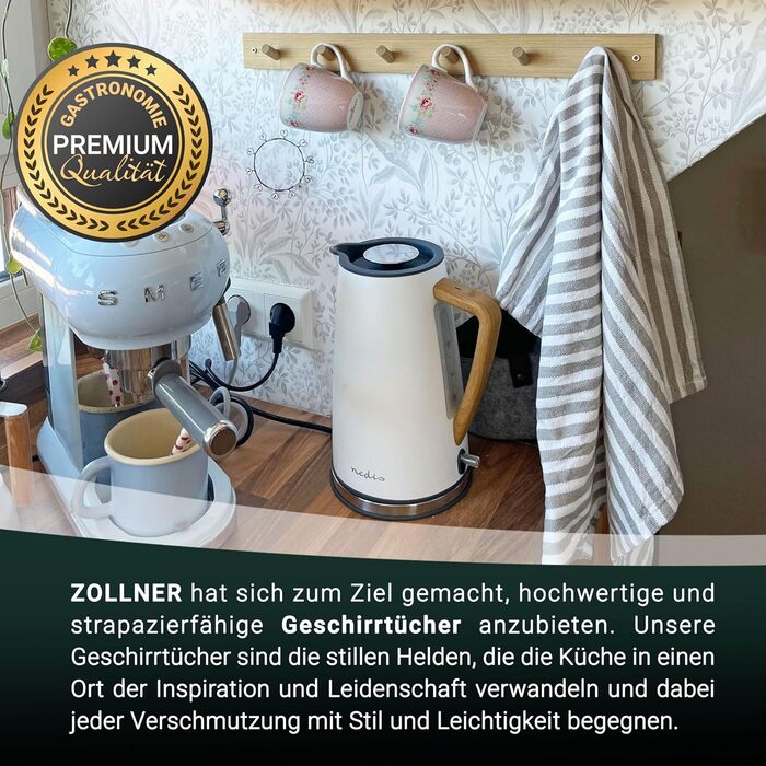 Набір ZOLLNER з 5 бавовняних чайних рушників розміром 50x70 см - добре поглинаючі та міцні кухонні рушники - можна прати при темпе