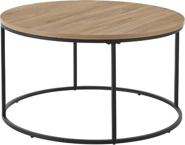 Журнальний столик Kuhmoinen 45 x 80 см, приставний столик, стіл для вітальні, диван, круглий, чорний/під дерево