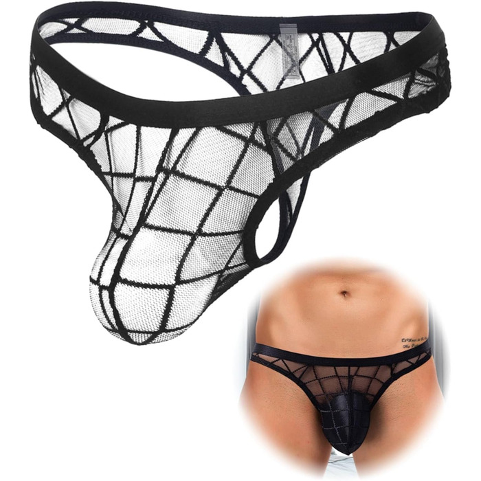 Прозорі чоловічі стрінги comeondear, чорні, розмір XL