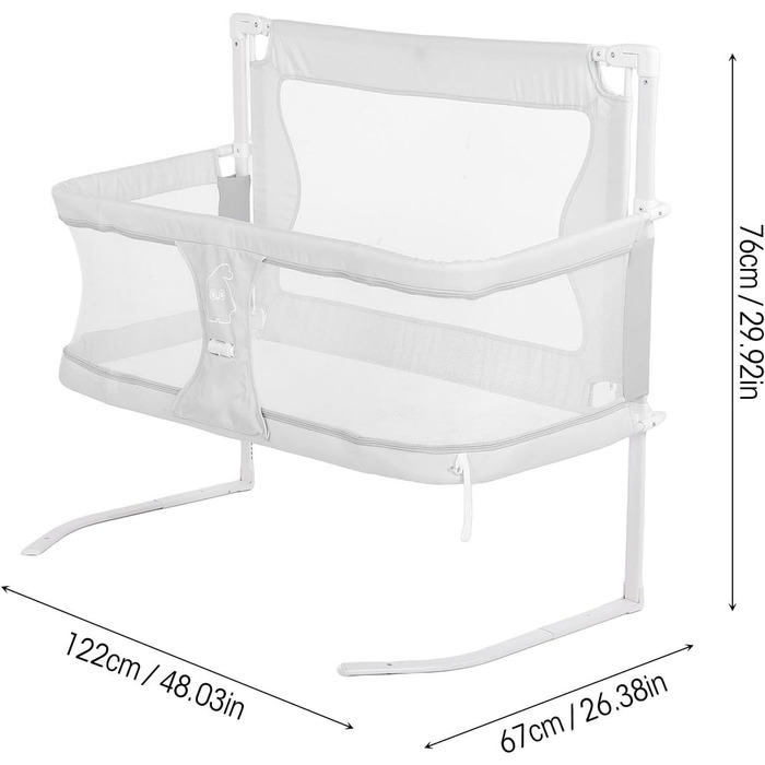 Дитяча колиска 3-в-1, нічна колиска, нічне ліжко, дихаюча сітка, міцний алюміній, легко складається, портативна, стабільна та безпечна, нічне ліжко для новонароджених (сіра) сірого кольору