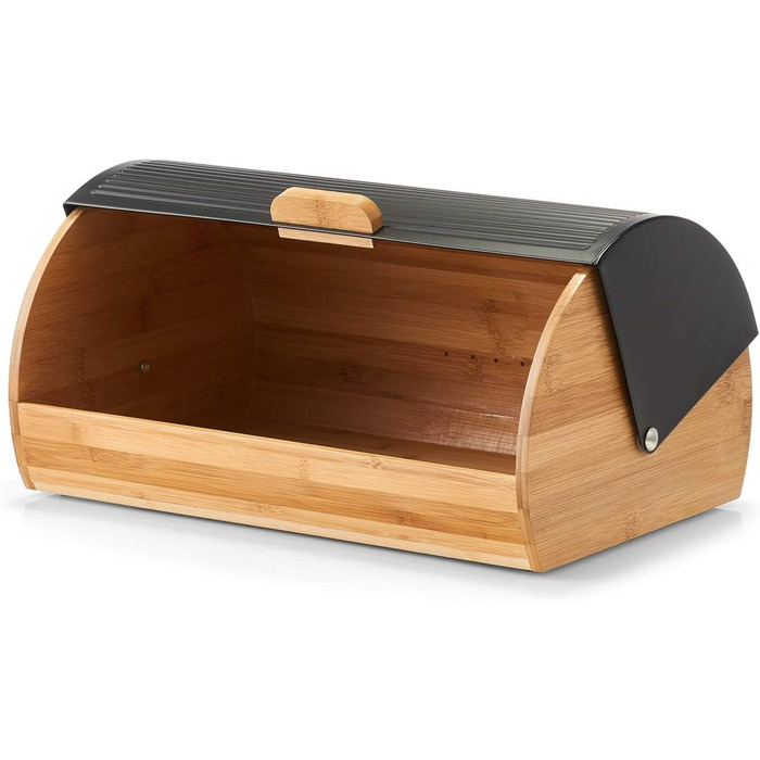 Хлібниця, бамбук/метал, чорна, приблизно 39 x 27 x 19 см, для зберігання хліба, модна чорна хлібниця, безпечна для харчових продук