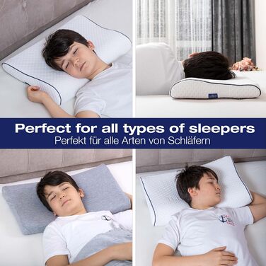 Ергономічна дитяча подушка 66x33 Oeko-Tex Memory Foam Flat дитяча подушка для дітей та малюків від 2 років (60 x 30 x 6/4 см)