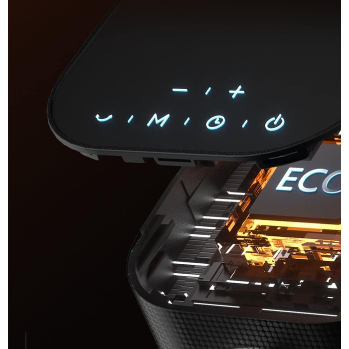 Тепловентилятор EasyAcc, тихий електричний керамічний PTC нагрівач із шумом 40 дБ, термостат, захист від перегріву та перекидання, 2000 Вт, 24-годинний таймер, електричний обігрівач для спалень - чорний