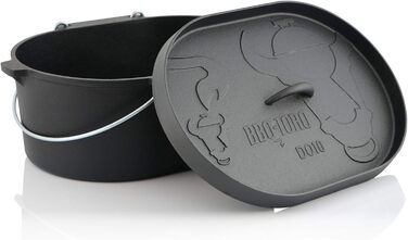 Голландська піч BBQ-Toro 9.3 л чавунна каструля без ніжок вже запечена - попередньо приправлена жаровня 10 QT, каструля для тушкув