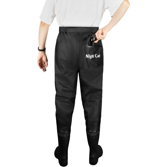 Чоловічі водонепроникні вейдерси Night Cat дихаючі вейдерси з черевиками для риболовлі, каное, каякінгу, роботи на річці, походів вздовж струмка, розмір 46, чорні