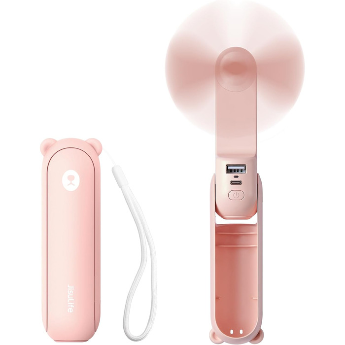 3-in-1 Handheld Fan, Rechargeable USB 12-19 Hours Work with Power Bank, Lightlight, Portable Fan for Travel/Summer, Gifts for Women-Pink, 3-in-1 Handheld Fan, Rechargeable USB 12-19 Hours Work with Power Bank, Lightlight, Portable Fan for Travel/Summer, G