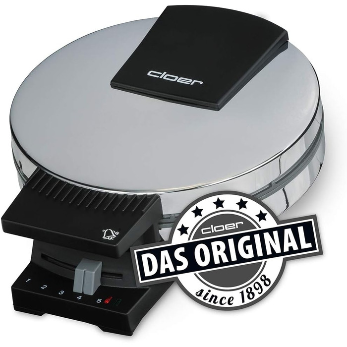 Вафельниця Cloer 185 для вафлі-серця, 930 Вт, розмір вафель 16 см, важкі пластини для випічки, оптичний та акустичний готовий повідомлення, корпус з нержавіючої сталі, нержавіюча сталь, хромована вафля розмір 16 см з сигнальним тоном Chrome