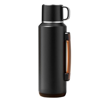 Термос Simcat 1000 мл, нержавіюча сталь 316, пляшка для пиття з нержавіючої сталі (зберігає напої протягом 24 годин), термокружка, ізольована кружка, ізольована пляшка з чашкою, окрема камера для чаю (чорний, 1000 мл) 1000 мл чорний