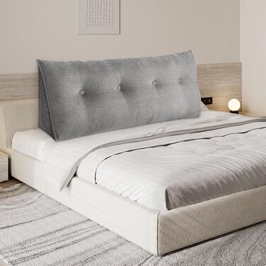 Подушка-клин OHMG 120/140/160/180/200 см, трикутна, для узголів&39я ліжка, подушки для читання, подушки для підтримки попереку, подушки для підтримки талії, м&39яка, для дивана, кушетки (сіра, 140 * 50 * 20 см) сіра 140*50*20 см