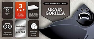 Млин для солоду Brouwland Brewferm Grain Gorilla, RVS, сірий, 5 літрів