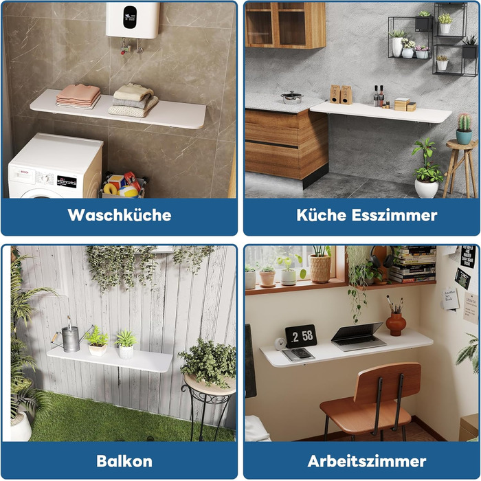 Розкладний настінний стіл uyoyous 120x402 см, настінний розкладний стіл, розкладний настінний стіл, розсувний обідній стіл, настінний стіл для пральні, кухні, офісу, балкону, ноутбука