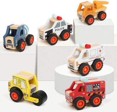 Дерев'яні машинки розвиваючі іграшки для дітей, 6 PCS