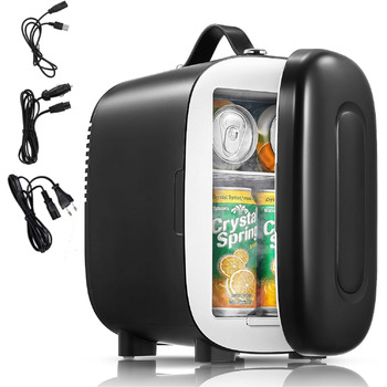 Міні-холодильник 5 літрів, 6 банок міні-холодильник 12В-220В, блок живлення USB для кімнати, догляду за шкірою, офісу або автомобі