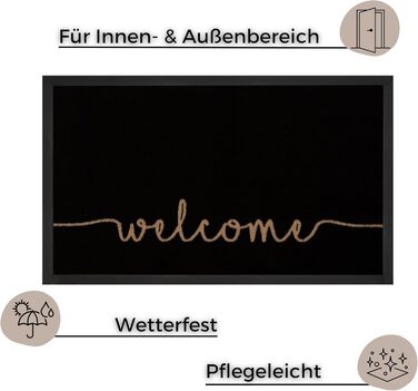 Килимок Hanse Home Printy для приміщень/вулиці 45x75 см - брудозбірний килимок, затишний вітальний килимок з написом, миється та стійкий до атмосферних впливів, нековзкий для вхідної зони та зовнішнього простору антрацитово-бежевий антрацитово-кремовий 45