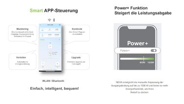 Універсальна балконна електростанція потужністю 1000 Вт з накопичувачем 2048 Втгод, Growatt NEXA 2000 з 4 MPPT датчиками, 2 повністю чорні двосторонні сонячні панелі по 500 Вт, повний комплект аксесуарів, plug & play (0 ПДВ) без монтажного кронштейна