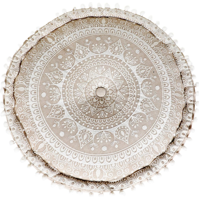 Пуф-табурет MARRAKESCH з бавовни, включаючи наповнювач, кругла підлогова подушка ø 50 см як східний декор (бежевий - білий)