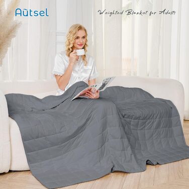 Обтяжена ковдра 9 кг 155x220 см, Обтяжена ковдра, Обтяжена ковдра для дорослих для глибокого сну, Важка ковдра, Антистресова терапевтична ковдра, Релаксаційна ковдра сірого кольору 155x220 см 9 кг