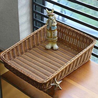 Плетений кошик для зберігання BESTonZON, квадратний, 40x30x12 см, кошик для фруктів, хлібниця, сервірувальний кошик, органайзер для робочого столу, багатофункціональна коробка для зберігання