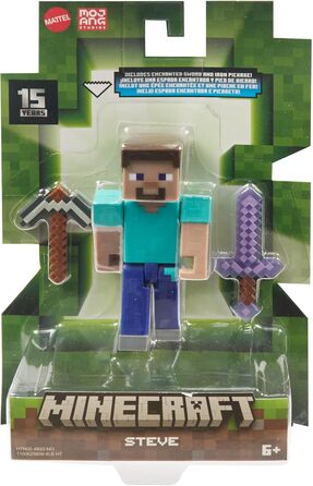 Фігурки та аксесуари Mattel Minecraft, точно в масштабі, приблизно 8 см заввишки, з піксельним дизайном (фігурки можуть відрізнятися) HTN05